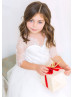 Elbow Sleeve Ivory Lace Tulle Floor Length Flower Girl Dress